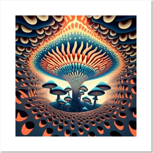 Trippy Melting Mushroom Pattern Posters and Art